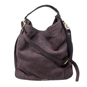 Rebecca Minkoff Suede Leather Shoulder Bucket Bag Purple